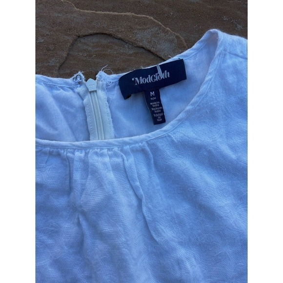 Modcloth White Flutter Of Brilliance Tiered Shift Mini Dress Medium Boho - Picture 2 of 3